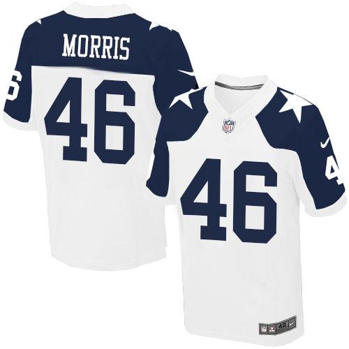 Nike Cowboys #46 Alfred Morris White Thanksgiving Men's Stitched NFL Throwback Elite Jersey - Click Image to Close